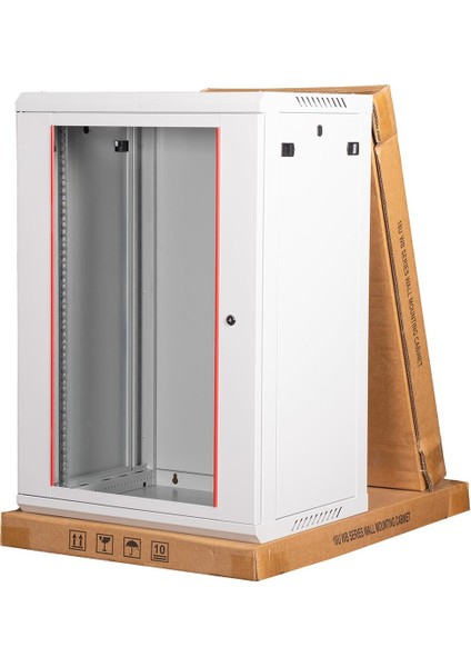 - 18U 19" Duvar Tipi Rack Kabinet – Genişlik: 600 mm | Derinlik: 450 mm – Açık Gri (Demonte)