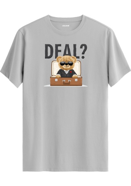 Deal Teklifli Ayıcık Baskılı Tişört - %100 Pamuk Premium Kumaş Eğlenceli Ayıcık Tasarım T-Shirt