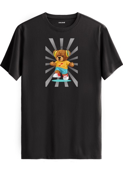 Kaykaycı Ayıcık Baskılı Uniseks Tişört - %100 Pamuk Premium Kumaş Regular Tasarım T-Shirt