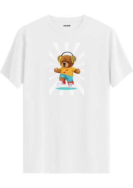 Kaykaycı Ayıcık Baskılı Uniseks Tişört - %100 Pamuk Premium Kumaş Regular Tasarım T-Shirt