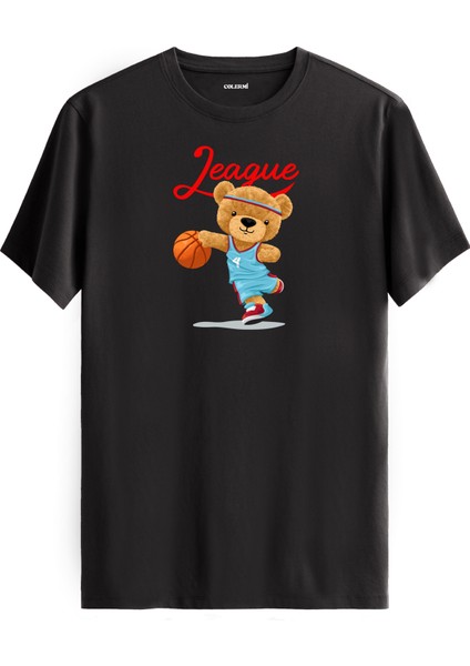 Basketbolcu Ayıcık Baskılı Tişört - %100 Pamuk Spor Temalı Tasarım T-Shirt
