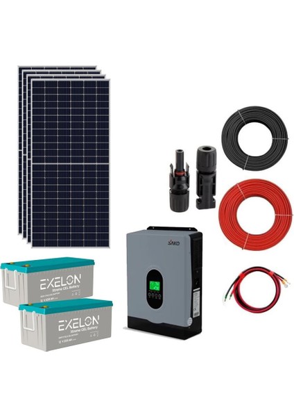 10.000 Watt Çamaşır Makinesi Solar Paketi 550W Güneş Paneli 2.7kw Inverter 200AH Jel Akü