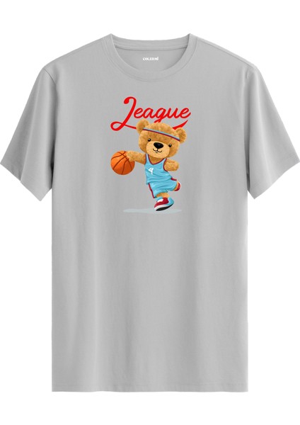 Basketbolcu Ayıcık Baskılı Tişört - %100 Pamuk Spor Temalı Tasarım T-Shirt