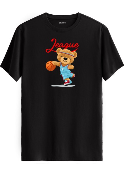Basketbolcu Ayıcık Baskılı Tişört - %100 Pamuk Spor Temalı Tasarım T-Shirt