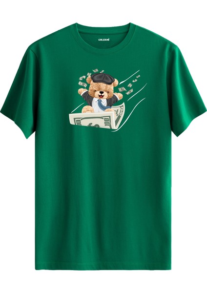 Para Kayığı Ayıcık Baskılı Tişört - %100 Pamuk Premium Kumaş Eğlenceli Ayıcık Tasarım T-Shirt