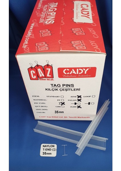 Ince Kılçık, Naylon, T-End 35MM, 10.000 Adet, Dayanıklı ve Pratik Kullanım Sağlar
