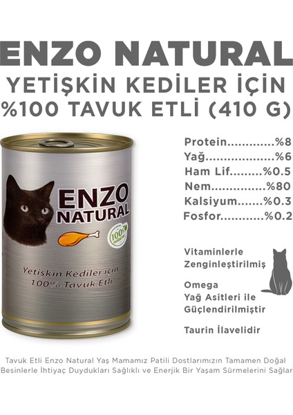 Natural Tavuk Etli Konserve Yaş Kedi Maması 410 Grx6 fiyatları
