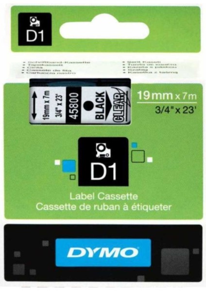 Şeffaf ve Siyah Yedek Şerit 19 mm x 7 M, Yüksek Kalite, Dayanıklı ve Pratik Kullanım