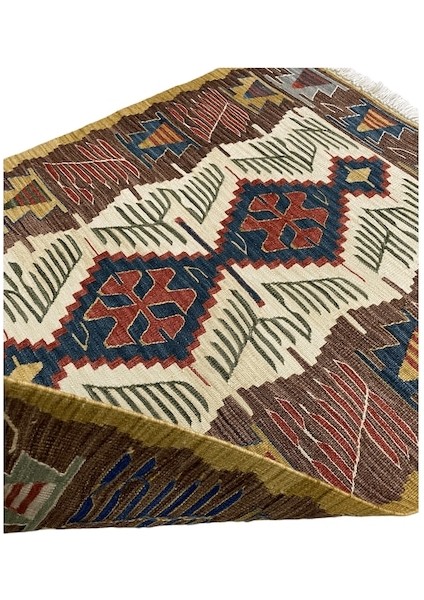 El Dokuma Uşak Kilimi 94X123 Krem Kahve Kök Boya %100 Yün Kilim modelleri