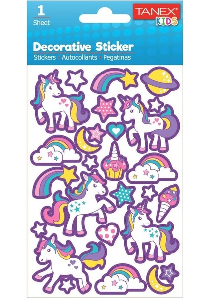 Renkli Unicorn Etiketi 25005, Şık ve Eğlenceli Tasarım, Çok Amaçlı Kullanım