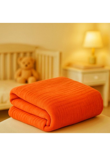 Ftbabycollection %100 Pamuk 4 Katlı Müslin Bebek Battaniyesi Kiremit Oeko-Tex Sertifikalı Müslin Örtü 110X120 cm modelleri
