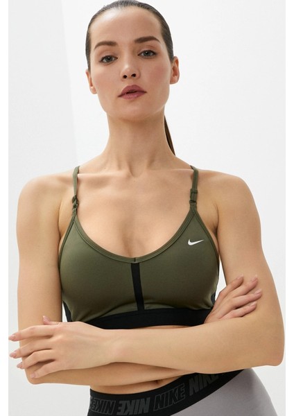 Dri Fit Indy V Neck Light Support Womens Bra Khaki Kadın Sporcu Sütyeni Haki