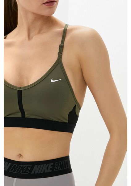 Dri Fit Indy V Neck Light Support Womens Bra Khaki Kadın Sporcu Sütyeni Haki modelleri