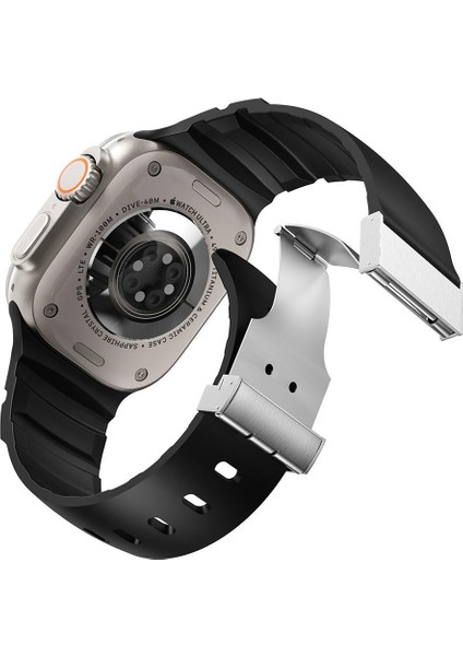 Apple Watch 7 8 9 45 mm Uyumlu Silikon Kordon Ayarlanabilir Klipsli Metal Tokalı Kayış modelleri