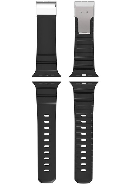 Apple Watch 7 8 9 45 mm Uyumlu Silikon Kordon Ayarlanabilir Klipsli Metal Tokalı Kayış fırsatları