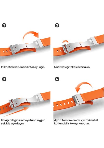 Apple Watch 7 8 9 45 mm Uyumlu Silikon Kordon Ayarlanabilir Klipsli Metal Tokalı Kayış indirimleri