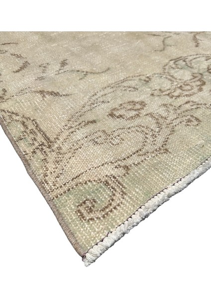 Vintage Beyaz Yeşil Yolluk 75X260 Eskitme %100 Yün Halı Yeşil fiyatları