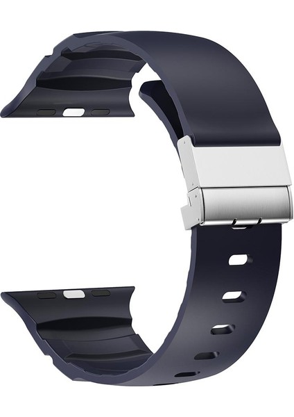 Apple Watch 6 5 4 3 2 1 Se 42 44 mm Uyumlu Silikon Kordon Ayarlanabilir Klipsli Metal Tokalı Kayış