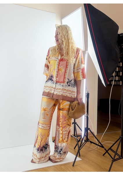 Özel Baskı Saten Gömlek Pantolon Takım fırsatları