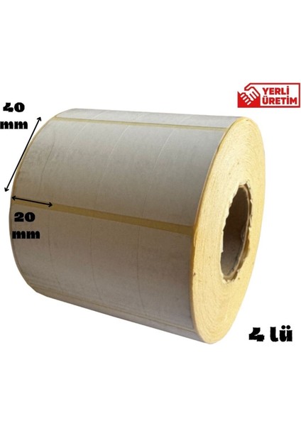 3 Adet 20X40 Termal Barkod Etiketi, 4'lü Paket, Hızlı ve Güvenilir Etiketler