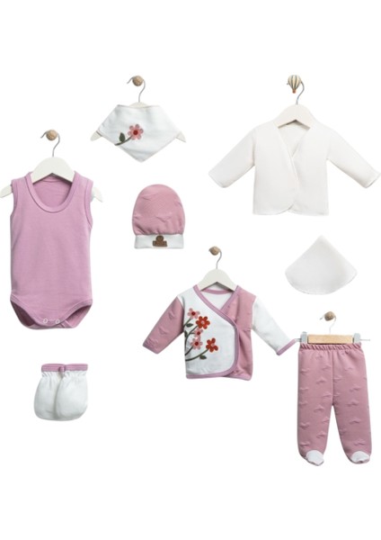 8 Li Organik Çiçek Buketi Lüx Zıbın Hastane Çıkış Seti