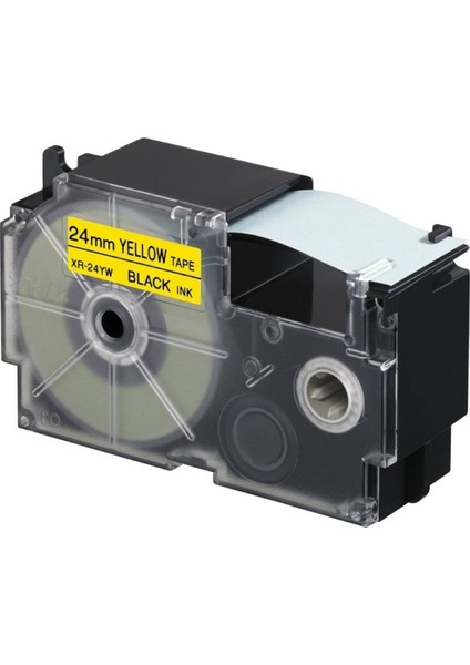 Sarı Zemin Üzerine Siyah Baskı 24MM Yüksekliği 8 Metre Uzunluk Etiket Kartuşu