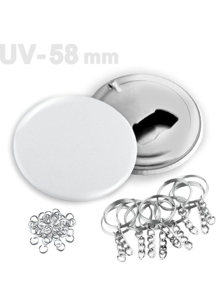 44 mm Uv Baskılı Buton Şişe Açacağı Anahtarlık Seti, 250 Adet