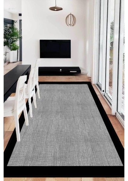 Dijital Kaymaz Yıkanabilir Jüt Görünümlü Gri Salon Halısı Mutfak Halısı Yolluk Balkon Halısı DC-7252