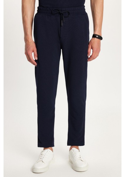 Erkek Standart Fit Pamuklu Fermuarlı Polo Yaka Beli Bağcıklı Lacivert Eşofman Takımı fiyatları