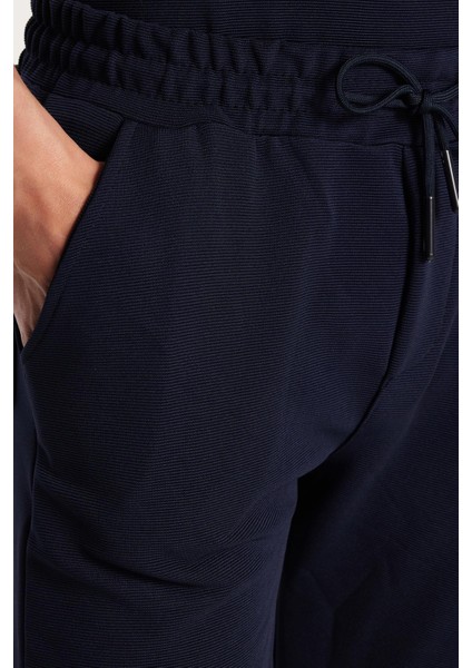 Erkek Standart Fit Pamuklu Fermuarlı Polo Yaka Beli Bağcıklı Lacivert Eşofman Takımı fırsatları