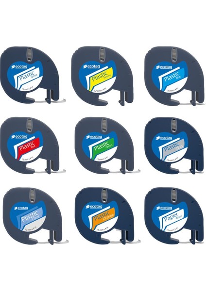 Kırmızı 12 mm x 4 M Plastik Şerit Etiket, 10'lu Paket indirimleri