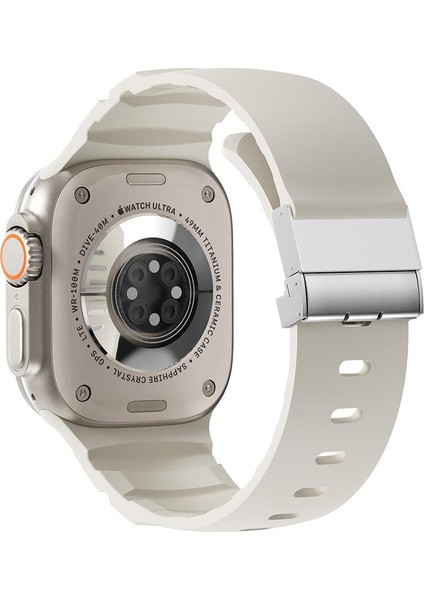 Apple Watch Ultra / Ultra 2 49 Uyumlu Silikon Kordon Ayarlanabilir Klipsli Metal Tokalı Kayış fiyatları