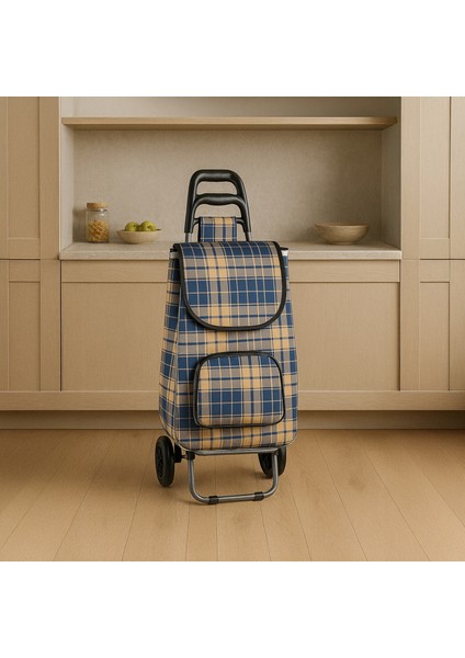 Katlanabilir Ses Yapmaz Tekerlekli Su Geçirmez Çantalı Alüminyum Gövdeli Pazar Arabası