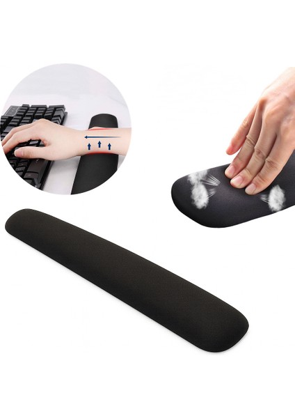 Bilek Destekli Klavye Pad - Kaymaz Klavye Destek Pedi - Keyboard Pedi - Oval Klavye Pedi - Klavye Desteği ( 1 Adet )