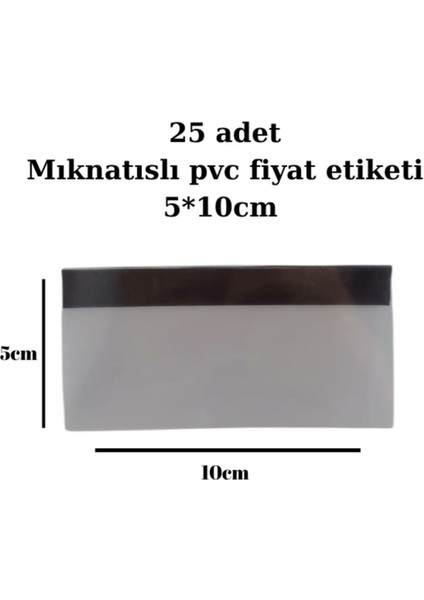 25 Adet Şeffaf Pvc Raf ve Dolap Mıknatıslı V Tipi Etiket 5X10 cm