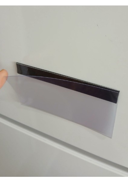 25 Adet Şeffaf Pvc Raf ve Dolap Mıknatıslı V Tipi Etiket 5X10 cm modelleri