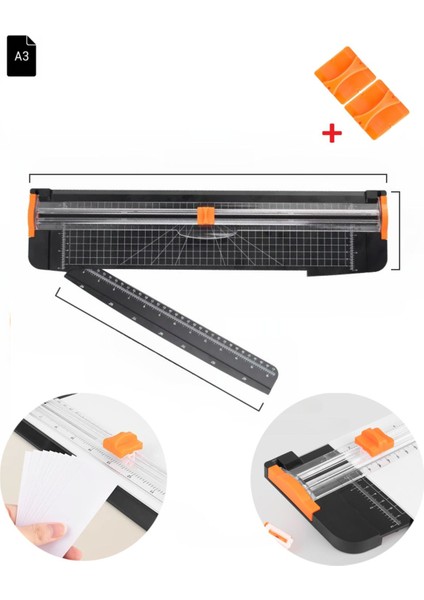 A3 Sürgülü Kağıt Kesme Makinesi, 2 Yedek Bıçak Hediye