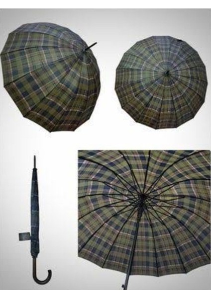 16 Telli Rüzgara Dayanıklı Su Geçirmez Baston Şemsiye 87 cm – Dayanıklı Polyester Kumaş