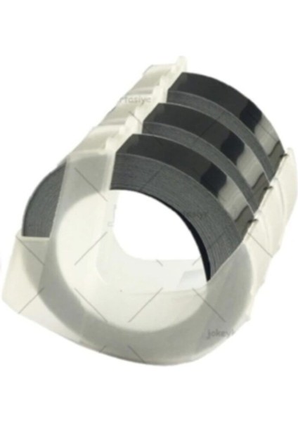 6mm x 2m Siyah Plastik Kabartma Şerit Etiket Seti, 3'lü, E-101 ve E-5500