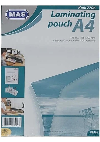 A4 Laminasyon Filmi 125MIC 303MM 100'LÜ, Yüksek Kalite, Dayanıklı ve Güvenilir
