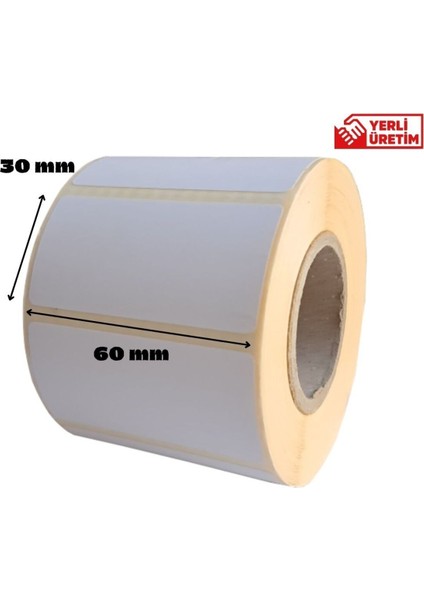 5 Adet 60×30 mm Termal Barkod Etiketi 1000'LI Sarım, Hızlı ve Güvenilir Etiket Çözümü