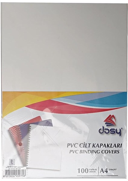 A4 Beyaz Opak Plastik Cilt Kapağı, 100'LÜ Paket