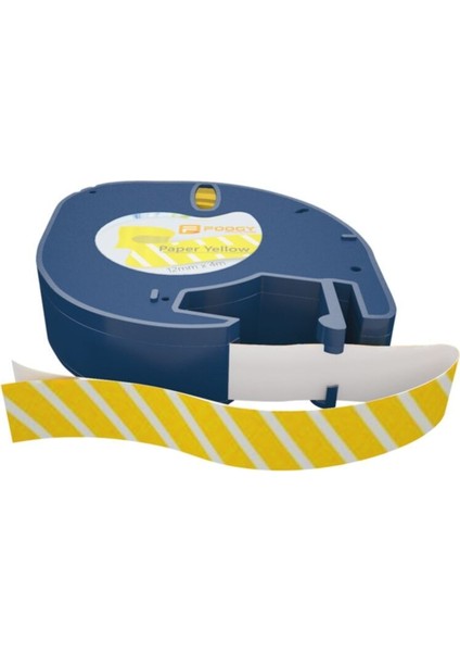 Sarı Çizgi Desenli Kağıt Şerit Etiket 12 mm x 4 M, E-Ticaret Uygun fiyatları