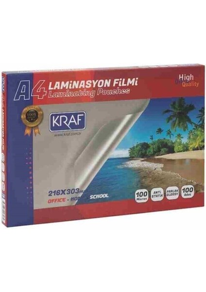 Yüksek Parlaklık ve Anti-Statik Özellikli 100 Mikron Laminasyon Filmi, 100'LÜ Paket