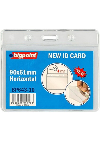 Yatay Şeffaf Kart Kabı, 90X61MM, 10'lu Paket, Koruyucu ve Şık Tasarım
