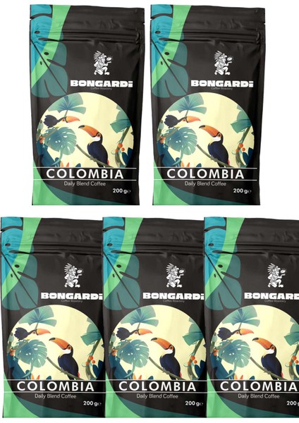 Colombia Yöresel Blend Kahve Seti 5X200G (Çekirdek Veya Öğütülmüş Seçilebilir)