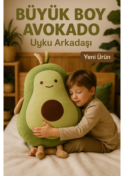 Büyük Boy Avokado Peluş Uyku Arkadaşı - Uyku ve Oyun Arkadaşı, Hediyelik - 95X65 cm Yumuşak Yastık