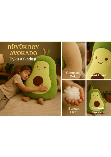 Büyük Boy Avokado Peluş Uyku Arkadaşı - Uyku ve Oyun Arkadaşı, Hediyelik - 95X65 cm Yumuşak Yastık fiyatları