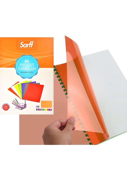 Turuncu Şeffaf Pvc Cilt Kapakları, 100 Adet, Koruma ve Düzen Sağlar. fiyatları