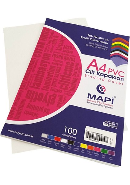 A4 Pvc Opak Beyaz Cilt Kapak 100'LÜ, Dayanıklı ve Şık Ofis Kullanımı Için Ideal
